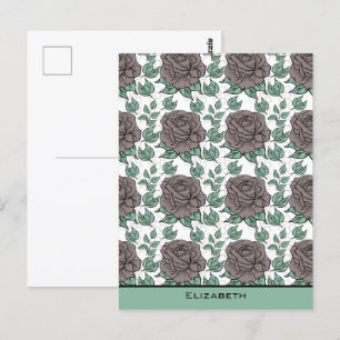 Carte Postale motif floral vert grande fleur personnalisée