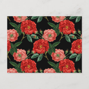 Carte Postale motif floral vintage, belle poteau de fleurs rouge