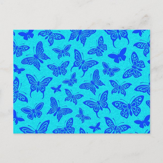 Carte Postale Motif Flying Blue Butterflies (Devant)