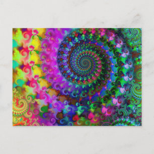 Carte Postale Motif fractal arc-en-ciel hippy