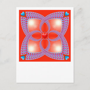 Carte Postale Motif fractal du coeur celtique rouge