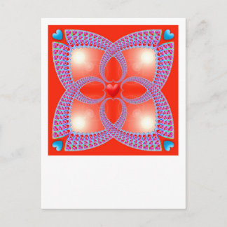 Carte Postale Motif fractal du coeur celtique rouge