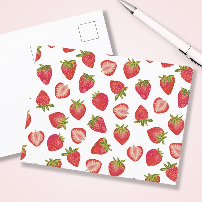 Carte Postale Motif fraise (Cute summer strawberry postcard.  Matching stationery range available.)