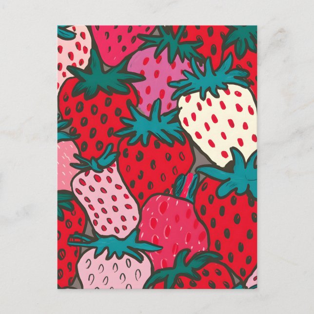 Carte Postale Motif Fraise (Devant)