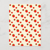 Motif fraise rouge sur rose pâle