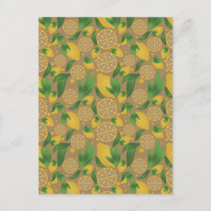 Carte postale Motif Fruit au citron couleur d'aqua