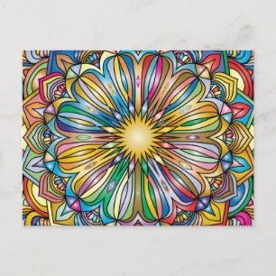 Carte Postale Motif géométrique abstrait de fleur de mandala col
