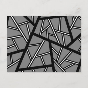 Carte Postale motif géométrique Abstrait - gris et blanc.
