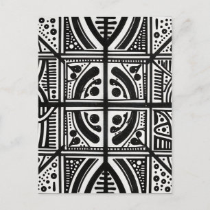 Carte Postale Motif géométrique abstrait noir et blanc