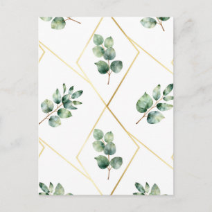 Carte Postale Motif géométrique doré d'eucalyptus
