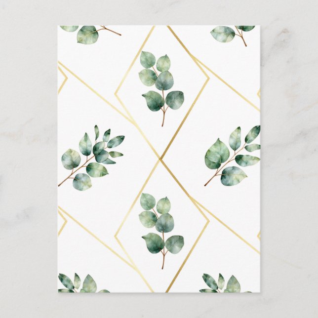 Carte Postale Motif géométrique doré d'eucalyptus (Devant)