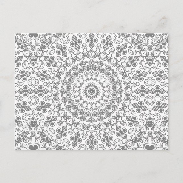 Carte Postale Motif Géométrique Mandala Gris (Devant)