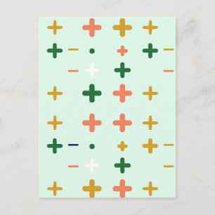 Carte Postale Motif géométrique rétro avec des signes plus ludiq