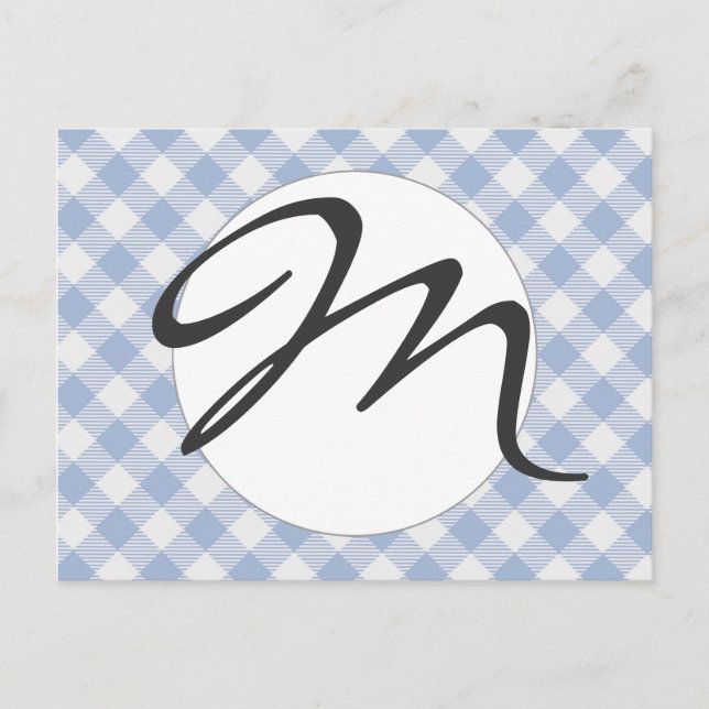 Carte Postale Motif Gingham Bleu Clair Imprimé Carreaux Classiqu (Devant)