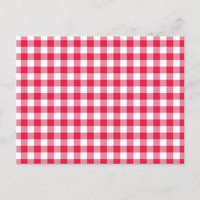 Carte Postale Motif Gingham Rouge et Blanc Classique Rustique (Devant)