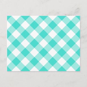Carte Postale Motif Gingham Turquoise
