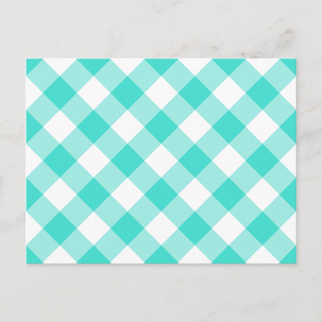 Carte Postale Motif Gingham Turquoise (Devant)