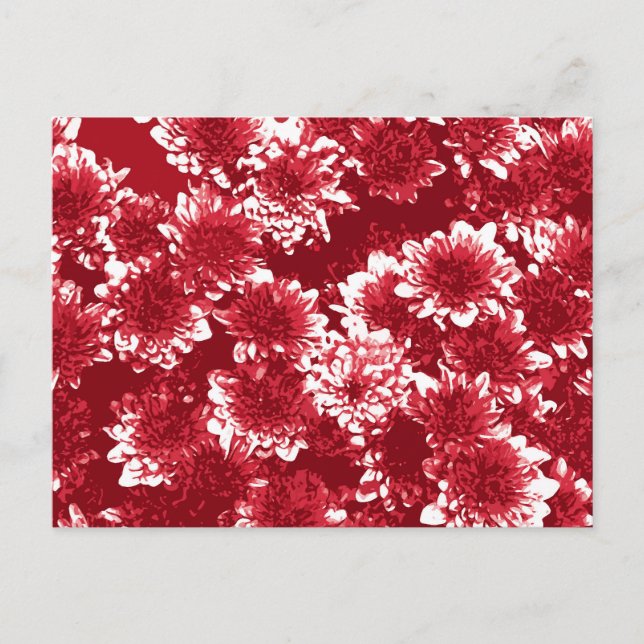 Carte Postale Motif graphique moderne de dahlia, rouge foncé et  (Devant)