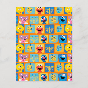 Carte Postale Motif Hanoukka de Sesame Street