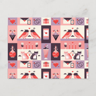 Carte Postale Motif Heart Love Romance Saint Valentin Mariage