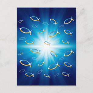 Carte Postale Motif Ichthus Symbole de poisson chrétien