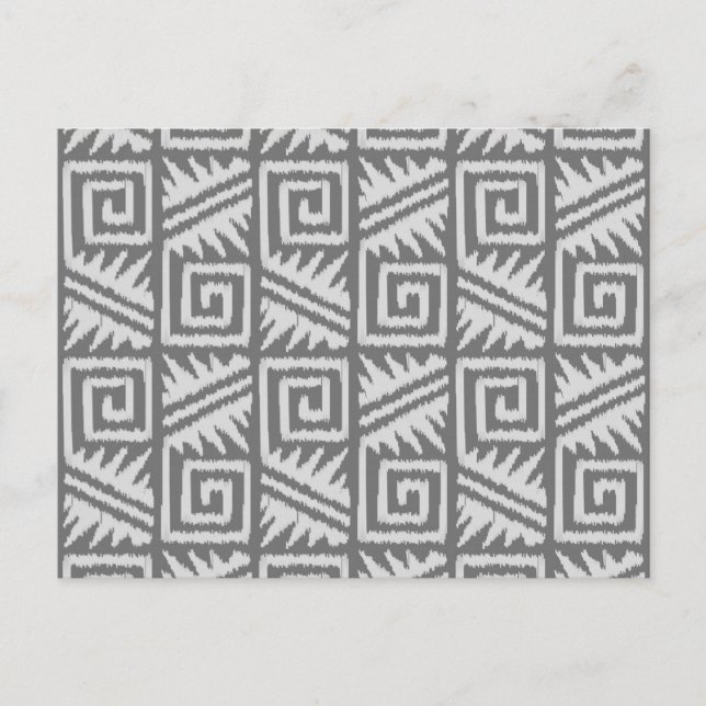 Carte Postale Motif Ikat Aztec - Nuances de gris / gris (Devant)