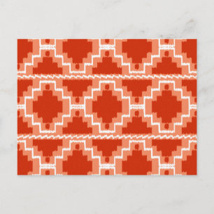 Carte Postale Motif Ikat Aztec - Rouille, Orange et blanc
