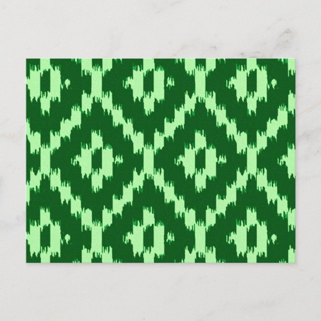 Carte Postale Motif Ikat - Vert pin et vert pâle (Devant)