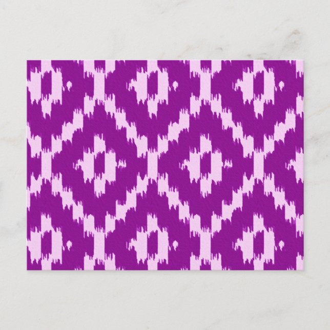 Carte Postale Motif Ikat - Violet améthyste et orchidée (Devant)