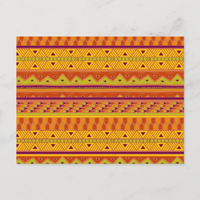 Carte Postale Motif imprimé aztèque tribal abstrait vert orange (Devant)