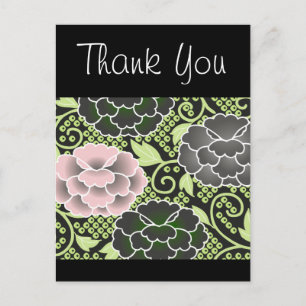 Carte Postale Motif japonais kimono rose floral
