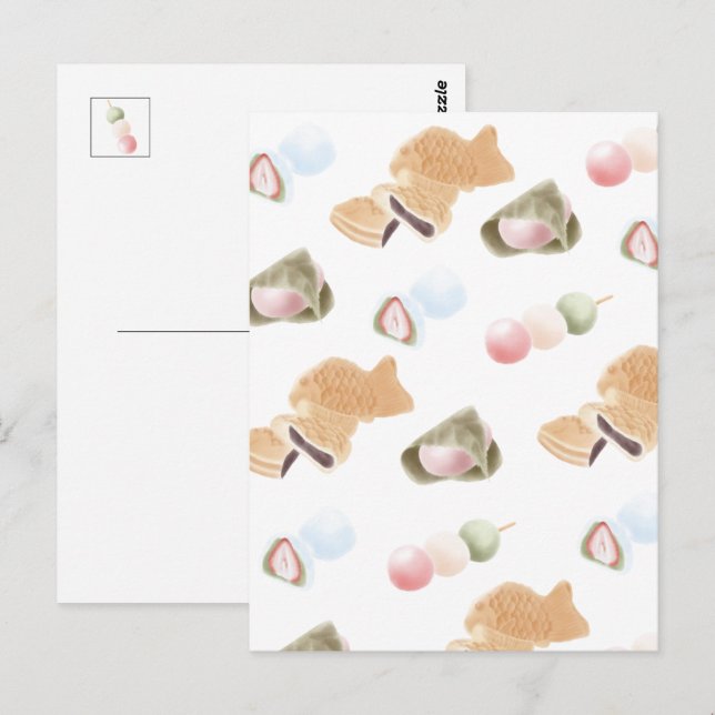 Carte Postale Motif japonais Wagashi (Devant / Derrière)