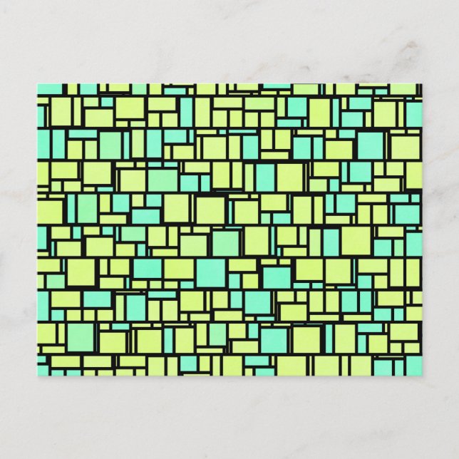 Carte Postale Motif jaune vert géométrique (Devant)
