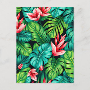 Carte Postale Motif Jungle de Monstera Heliconia Tropicale