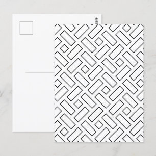 Carte Postale Motif linéaire noir et blanc - blanc