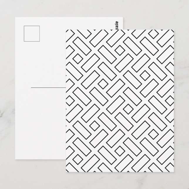 Carte Postale Motif linéaire noir et blanc - blanc (Devant / Derrière)