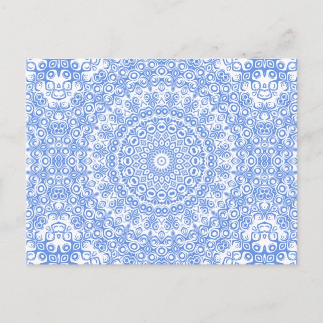 Carte Postale Motif Mandala Bleu Centaurée (Devant)