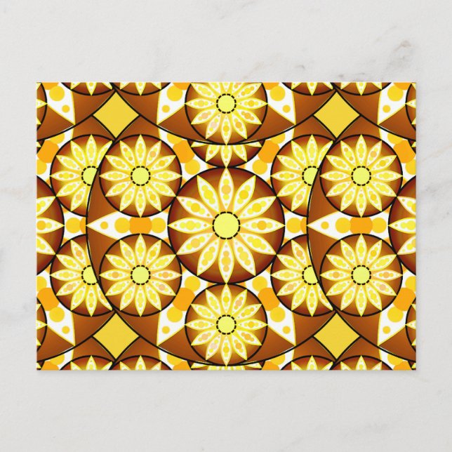 Carte Postale Motif Mandala, tons marron et or (Devant)