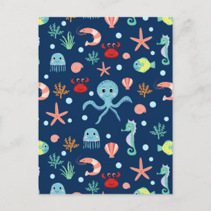 Carte Postale Motif mignon de vie marine de l'océan