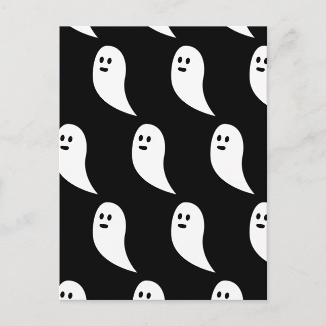 Carte Postale Motif mignon Halloween fantôme noir blanc (Devant)