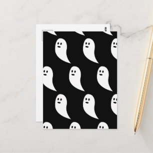 Carte Postale Motif mignon Halloween fantôme noir et blanc