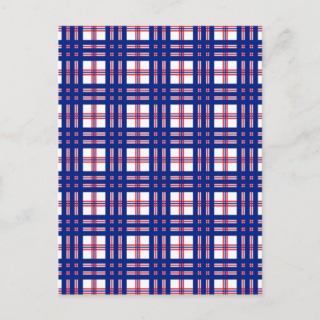 Carte Postale Motif Mod Plaid Rouge Blanc Bleu (Devant)