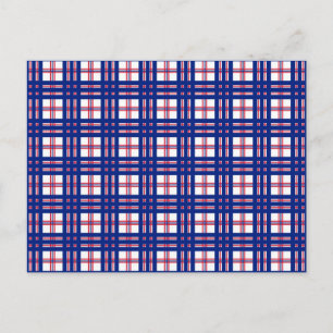 Carte Postale Motif Mod Plaid Rouge Blanc Bleu