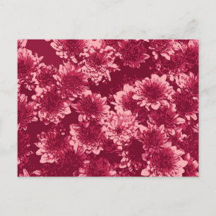 Carte Postale Motif moderne Dahlia graphique, Bourgogne et rose