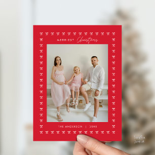 Carte Postale Motif moderne Red Bow Famille Photo Noël