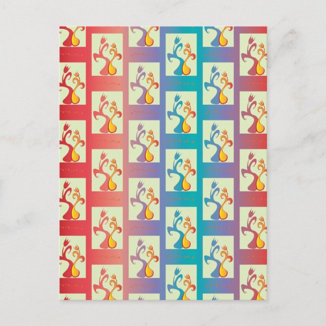 Carte Postale Motif moderne rouge, violet et bleu Tulip Couple (Devant)