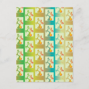 Carte Postale Motif moderne vert, jaune et bleu Tulip Couple