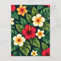 Motif Monstera Hibiscus Tropical