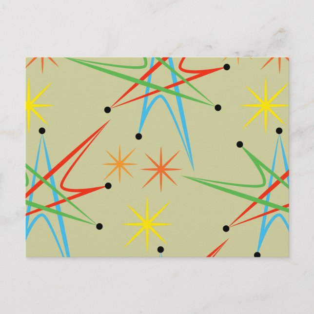 Carte Postale Motif multicolore Retro Atomic Starburst (Devant)
