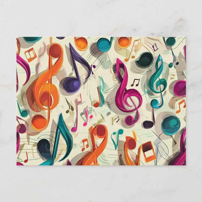 Carte Postale Motif Musical Coloré (Devant)
